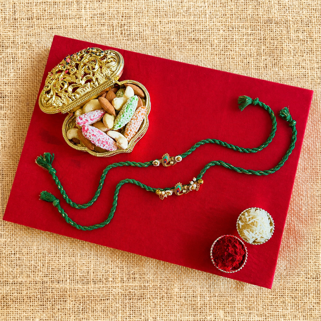Hari Mayur Rakhi Set
