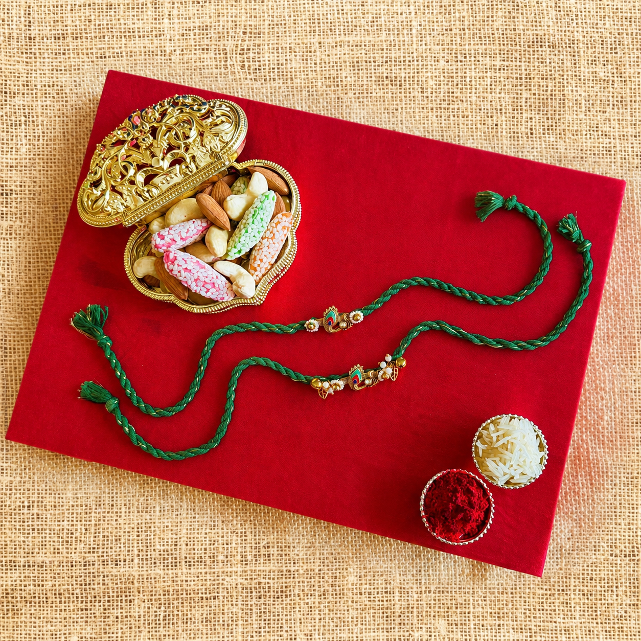 Hari Mayur Rakhi Set