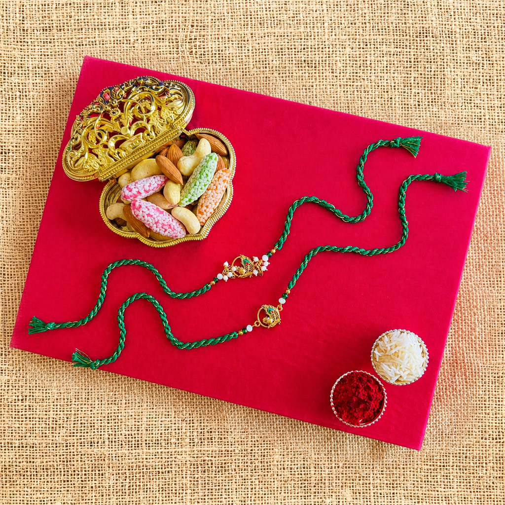 Hari Mayur Rakhi Set
