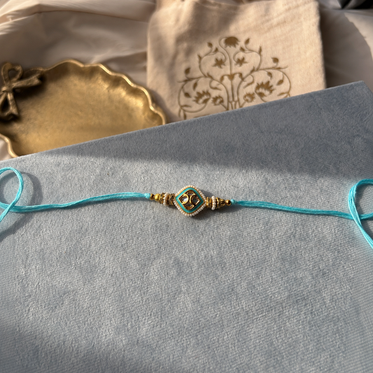 Aqua Kundan Rakhi