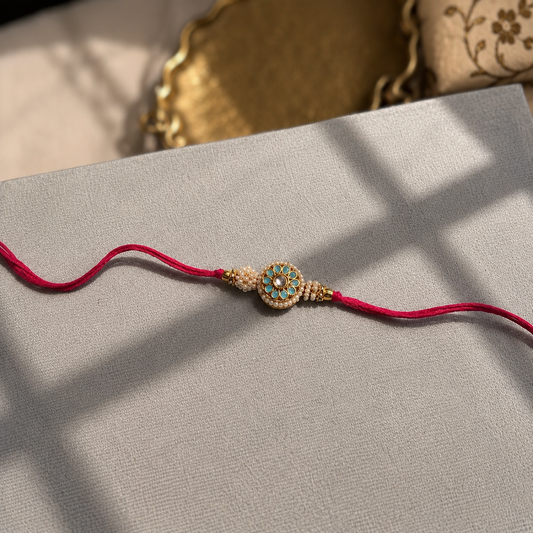 Turquoise Bloom Rakhi