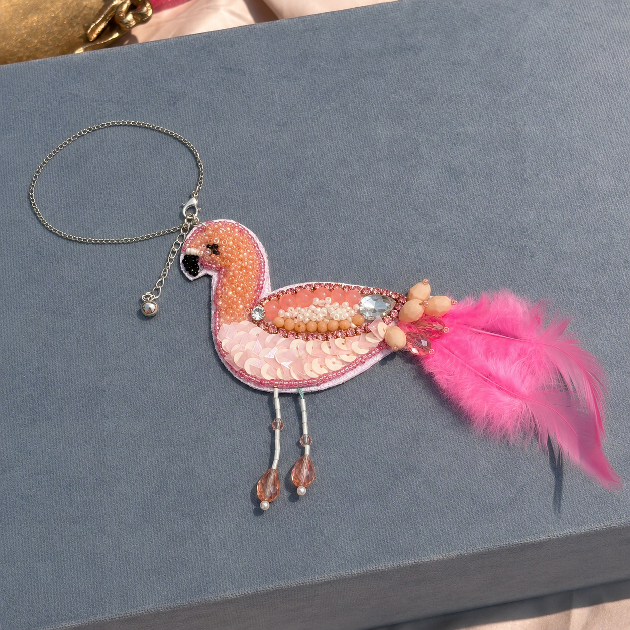 Flamingo Feather Charm Rakhi